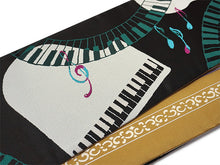 画像をギャラリービューアに読み込む, 半幅帯 リバーシブル nico 黒地 ピアノソナタ 長尺 半巾帯 wakka 小袋 おしゃれ 日本製 帯 着物 カジュアル 普段着 音符 バイオリン モダン