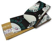 画像をギャラリービューアに読み込む, 半幅帯 リバーシブル nico 黒地 ピアノソナタ 長尺 半巾帯 wakka 小袋 おしゃれ 日本製 帯 着物 カジュアル 普段着 音符 バイオリン モダン