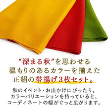 画像をギャラリービューアに読み込む, 正絹ちりめん帯揚げ 無地 秋色3枚セット 濃赤 からし 抹茶 紅葉・ハロウィン・女子会をイメージした秋カラーのセット レディース