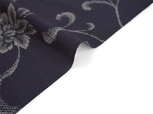 画像をギャラリービューアに読み込む, 洗える 着物 反物 紬風 レディース セミオーダー 仕立て付 ネイビー 唐花 XS S M L XL 袷 単衣 テイジン素材 NKF エヌケーエフ 和装 和服 女性 小紋 きもの 羽織 コート ポリエステル