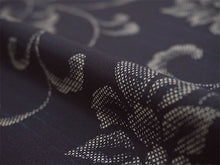 画像をギャラリービューアに読み込む, 洗える 着物 反物 紬風 レディース セミオーダー 仕立て付 ネイビー 唐花 XS S M L XL 袷 単衣 テイジン素材 NKF エヌケーエフ 和装 和服 女性 小紋 きもの 羽織 コート ポリエステル