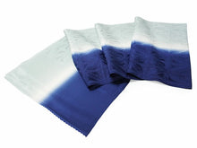 画像をギャラリービューアに読み込む, 正絹 帯揚げ帯締めセット フォーマル向き帯揚げ (青×水色暈し 幾何学地紋) 平組 帯〆 (渋青) 和装小物 レディース