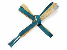 画像をギャラリービューアに読み込む, 正絹 帯揚げ帯締めセット フォーマル向き帯揚げ (青×水色暈し 幾何学地紋) 平組 帯〆 (渋青) 和装小物 レディース