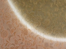 画像をギャラリービューアに読み込む, 正絹 帯揚げ帯締めセット フォーマル向き帯揚げ (茶色地に青と緑の丸 唐花地紋) 平組 帯〆 (黄土色) 和装小物 レディース