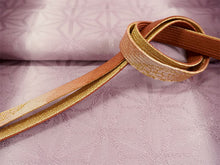 画像をギャラリービューアに読み込む, 正絹 帯揚げ帯締めセット フォーマル向き帯揚げ (紫縦暈し 麻の葉地紋) 平組 帯〆 (茶色) 和装小物 レディース