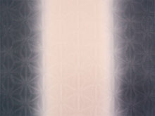 画像をギャラリービューアに読み込む, 正絹 帯揚げ帯締めセット フォーマル向き帯揚げ (墨×ベージュ暈し 麻の葉地紋) 平組 帯〆 (薄黄) 和装小物 レディース