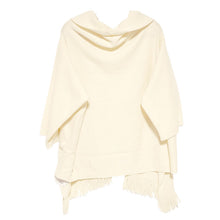 画像をギャラリービューアに読み込む, フリンジショールカーディガン ホワイト YOUTOWA 着こなし2way!ショール風に道行風に、サッと羽織れる薄手ニットカーディガン