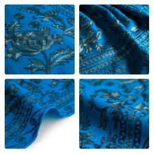 画像をギャラリービューアに読み込む, カシミール刺繍ストール 大判 ブルー グレー 更紗 ウール エスニックな花柄刺繍 秋冬にサッと羽織れる軽くて暖かいショール 和装にも洋装にも