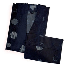 画像をギャラリービューアに読み込む, 雨コート 一部式 道中着衿 濃藍 雪輪 Lサイズ すぐに着られるお仕立て上がり 持ち運びに便利なポーチ付き 洗えるポリエステル