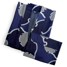 画像をギャラリービューアに読み込む, 雨コート 一部式 道中着衿 ネイビー 雪輪 XLサイズ すぐに着られるお仕立て上がり 持ち運びに便利なポーチ付き 洗えるポリエステル