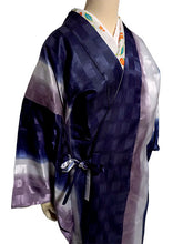 画像をギャラリービューアに読み込む, 雨コート 一部式 道中着衿 ネイビー パープル ぼかし Mサイズ すぐに着られるお仕立て上がり 洗えるポリエステル