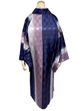 画像をギャラリービューアに読み込む, 雨コート 一部式 道中着衿 ネイビー パープル ぼかし Mサイズ すぐに着られるお仕立て上がり 洗えるポリエステル