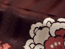 画像をギャラリービューアに読み込む, 雨コート 一部式 道中着衿 ブラウン 牡丹 花 Sサイズ すぐに着られるお仕立て上がり 洗えるポリエステル