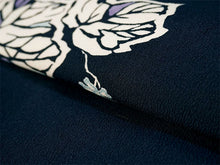 画像をギャラリービューアに読み込む, 洗える着物 袷 小紋 Lサイズ 仕立て上がり テイジン素材 単品 ネイビー ツタ レディース 品よい縮緬地のお洒落な小紋