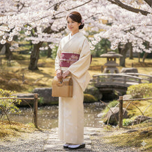 画像をギャラリービューアに読み込む, 洗える着物 袷 小紋 Lサイズ 仕立て上がり テイジン素材 単品 薄黄 ツタ レディース 品よい縮緬地のお洒落な小紋