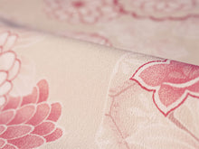 画像をギャラリービューアに読み込む, 洗える着物 袷 小紋 Lサイズ 仕立て上がり 単品 ベージュ ピンク 菊 レディース 品よい縮緬地のお洒落な小紋