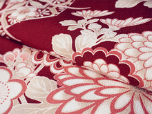 画像をギャラリービューアに読み込む, 洗える着物 袷 小紋 Lサイズ 仕立て上がり 単品 ワインレッド 菊 レディース 品よい縮緬地のお洒落な小紋