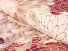 画像をギャラリービューアに読み込む, 洗える着物 袷 小紋 Lサイズ 仕立て上がり 単品 ベージュ 菊 レディース 品よい縮緬地のお洒落な小紋