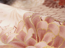 画像をギャラリービューアに読み込む, 洗える着物 袷 小紋 Lサイズ 仕立て上がり 単品 ベージュ 菊 レディース 品よい縮緬地のお洒落な小紋