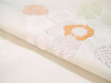 画像をギャラリービューアに読み込む, 絹 西陣織 九寸名古屋帯 単品 仕立て付き オフホワイト さくら 六通柄 レディース 普段着や気軽なパーティーに