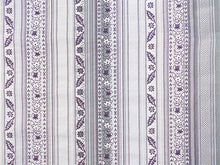 画像をギャラリービューアに読み込む, 絹 西陣織 九寸名古屋帯 単品 仕立て付き パープル グレー 縞 更紗 全通柄 レディース 普段着や気軽なパーティーに