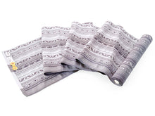 画像をギャラリービューアに読み込む, 絹 西陣織 九寸名古屋帯 単品 仕立て付き パープル グレー 縞 更紗 全通柄 レディース 普段着や気軽なパーティーに