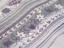 画像をギャラリービューアに読み込む, 絹 西陣織 九寸名古屋帯 単品 仕立て付き パープル グレー 縞 更紗 全通柄 レディース 普段着や気軽なパーティーに