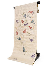 画像をギャラリービューアに読み込む, 絹 西陣織 九寸名古屋帯 単品 仕立て付き ベージュ ぶどう お太鼓柄 レディース 普段着や気軽なパーティーに