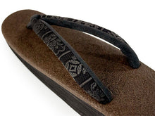 画像をギャラリービューアに読み込む, カレンブロッソ 草履 単品 Lサイズ ブラウン 台 博多織 ブラック 横段 花 鼻緒 レディース 歩きやすくてオシャレ 愛好者の多い菱屋カフェ草履