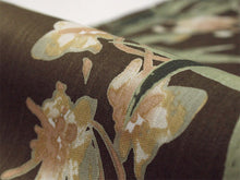 画像をギャラリービューアに読み込む, 浴衣 反物 知多木綿 お仕立て付き カーキ 笹 花 手染め 日本製 自分サイズにお誂え