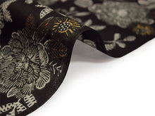 画像をギャラリービューアに読み込む, 浴衣 反物 知多木綿 お仕立て付き ブラック 花 更紗 手染め 日本製 自分サイズにお誂え