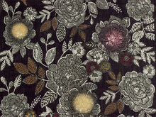 画像をギャラリービューアに読み込む, 浴衣 反物 知多木綿 お仕立て付き ブラック 花 更紗 手染め 日本製 自分サイズにお誂え