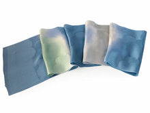 画像をギャラリービューアに読み込む, 帯揚げ帯締めセット 正絹 カジュアル向き 丸組 ブルー地ぼかし雲地紋 楊柳おびあげ×オフホワイトおびじめ レディース