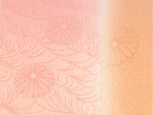 画像をギャラリービューアに読み込む, 帯揚げ帯締めセット 正絹 カジュアル向き 丸組 ピンクに橙ぼかし 菊と霰地紋おびあげ×朱色おびじめ レディース