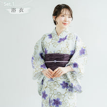 画像をギャラリービューアに読み込む, 浴衣 帯 2点セット グレー 桜 二部式 ゆかた パープル しわ兵児帯 綿 夏祭り 花火大会 和服 和装 簡単 仕立て上がり 大人 女性 20代 30代 40代 50代