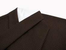 画像をギャラリービューアに読み込む, 【正絹お召し反物】≪西陣織 御召≫〜茶色地薄からしと赤茶の格子模様
