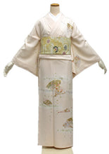 画像をギャラリービューアに読み込む, 訪問着 仕立て上がり 正絹 フリー サイズ 淡いピンククリーム地扇と萩模様 正絹訪問着 結婚式 七五三 など フォーマル 礼装 和装 和服 着物 女性用 レディースファッション きもの 送料無料 stオラ