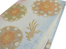 画像をギャラリービューアに読み込む, 袋帯 西陣織 フォーマル 正絹 シルバー地 鳳凰に宝相華丸紋 廣瀬織物謹製 送料無料 名品 礼装 礼装用 着物 帯 和装 和服 女性 レディース 未使用 HZ