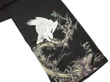 画像をギャラリービューアに読み込む, 【正絹黒留袖 未仕立て 仮絵羽 鷹柄】礼装 黒留め袖 新品 お誂え 購入 販売 結婚式 既婚 五つ紋 家紋 フォーマル 【hzくこ】