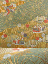 画像をギャラリービューアに読み込む, 袋帯 西陣織 フォーマル 正絹 金銀糸箔 能衣波おしどり文 送料無料 名品 礼装 礼装用 着物 帯 和装 和服 女性 レディース 未使用 HZ