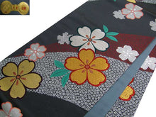 画像をギャラリービューアに読み込む, 袋帯 西陣織 フォーマル 正絹 薄黒地桜尽くし文 送料無料 名品 礼装 礼装用 着物 帯 和装 和服 女性 レディース 未使用