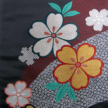 画像をギャラリービューアに読み込む, 袋帯 西陣織 フォーマル 正絹 薄黒地桜尽くし文 送料無料 名品 礼装 礼装用 着物 帯 和装 和服 女性 レディース 未使用