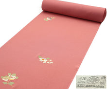 画像をギャラリービューアに読み込む, 【小紋 正絹 反物】着物 反物のみ 丹後ちりめん ピンク地椿柄【送料無料】【hzこわ】