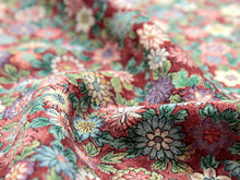 画像をギャラリービューアに読み込む, 【小紋 正絹 反物】着物 反物のみ 渋赤地菊尽くし柄【送料無料】【hzうく】