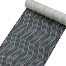 画像をギャラリービューアに読み込む, 【小紋 正絹 反物】着物 反物のみ 丹後ちりめん 東京染 濃紺色地幾何学山型縞柄【送料無料】【hzおと】