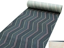 画像をギャラリービューアに読み込む, 【小紋 正絹 反物】着物 反物のみ 丹後ちりめん 東京染 濃紺色地幾何学山型縞柄【送料無料】【hzおと】