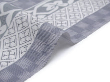 画像をギャラリービューアに読み込む, 洗える着物 夏着物 小紋 反物 東レ 夏用 紗 フルオーダー 仕立て付 ブルーグレー色七宝幾何学市松ストライプ柄 kbくに 女性 レディース 送料無料 着物