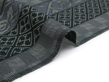 画像をギャラリービューアに読み込む, 洗える着物 夏着物 小紋 反物 東レ 夏用 紗 フルオーダー 仕立て付 黒グレー色七宝幾何学市松ストライプ柄 kbくに 女性 レディース 送料無料 着物