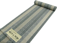 画像をギャラリービューアに読み込む, 洗える着物 夏着物 小紋 反物 東レ 夏用 紗 フルオーダー 仕立て付 グリーンベージュ色七宝幾何学市松ストライプ柄 kbくに 女性 レディース 送料無料 着物