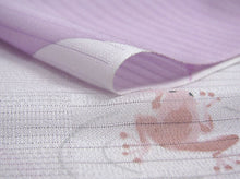 画像をギャラリービューアに読み込む, 帯揚げ 夏 絽 正絹 和装小物 おびあげ 紫地カエルに柳柄【メール便発送可能】